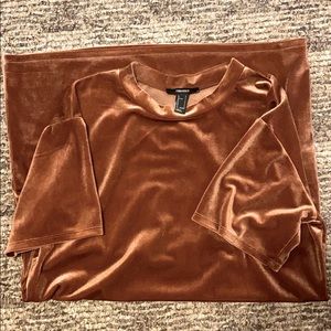 Rust colored crushed velvet t-shirt dress